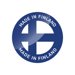 Made in Finland colorful vector badge. Label sticker with Finish flag.