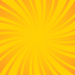 Fototapeta premium Background of twisted sunburst. Swirl yellow design with orange stripes.