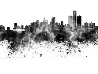 Detroit skyline in watercolor 
