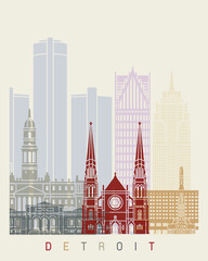 Detroit skyline poster