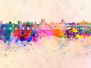 Dhaka skyline in watercolor background