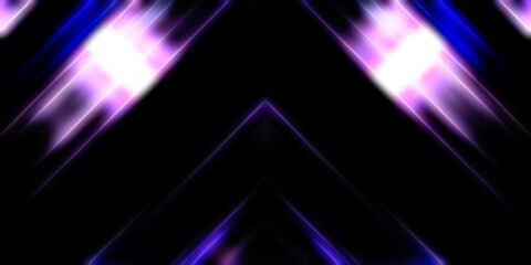 Abstract shining geometric lights background. Fractal symmetric graphic illustration. Intersecting glowing and shimmering bars.