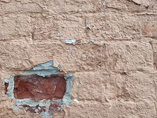 Abstract brick background with cracked old paint