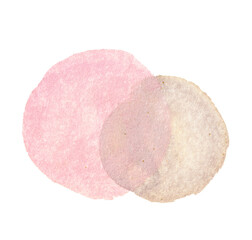 水彩で描かれた淡いピンクとベージュの丸