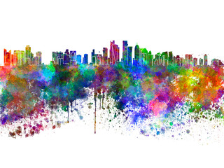 Fototapeta premium Doha skyline in watercolor