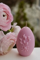 Easter eggs shaped candles. Soy wax blend hand-poured candles for easter decoration
