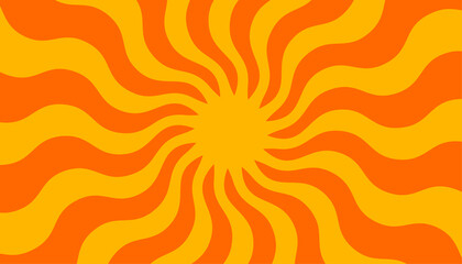 Retro banner with sun and rays in style of 70s - 498461441