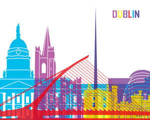 Naklejka premium Dublin skyline pop