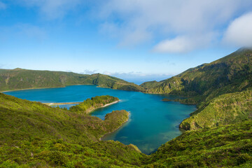 Fototapeta na wymiar Lagoa do Fogo, volcanic crater lake at Sao Miguel, Azores