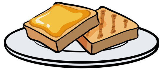 Two toasted bread on the plate