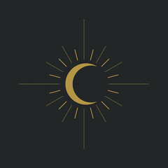 Crescent contour icon for tattoo - obrazy, fototapety, plakaty