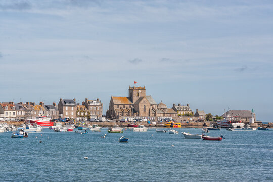 Port and church of Barfleur, France