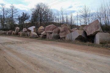 Quarry with mining and stone production.