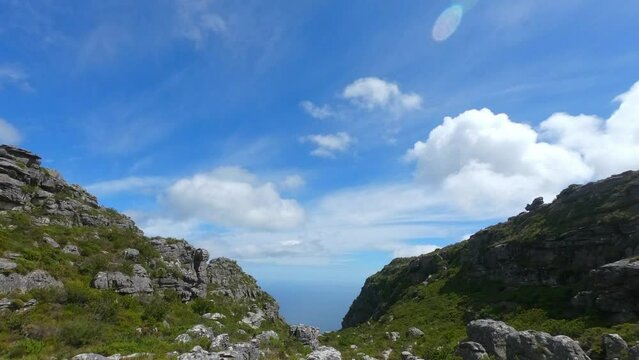 Time lapse of a vally on Table mountain with clouds moving past. Taken with a Gopro Hero 7 Black.