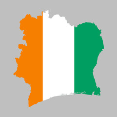 Ivory Coast flag inside the Ivory Coast map borders vector illustration