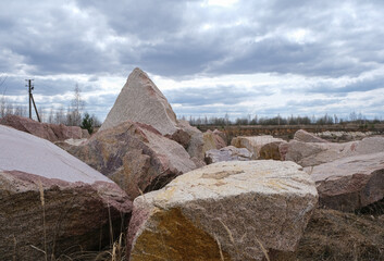 Quarry with mining and stone production.