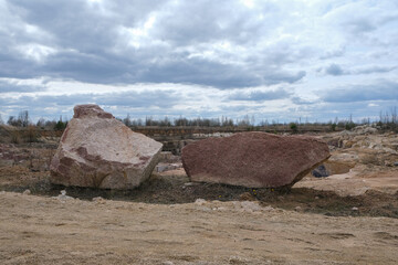 Quarry with mining and stone production.