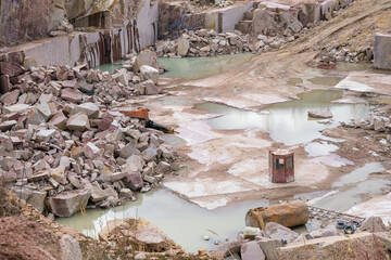 Quarry with mining and stone production.