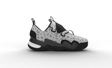 sneakers side view with shadow 3d render