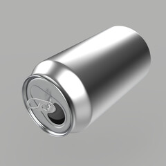 Blank 500 ml beer can isolated on gray background. Aluminum beer or soda can.