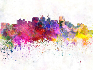 Durban skyline in watercolor background