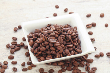 Roasted coffee bean in the bowl