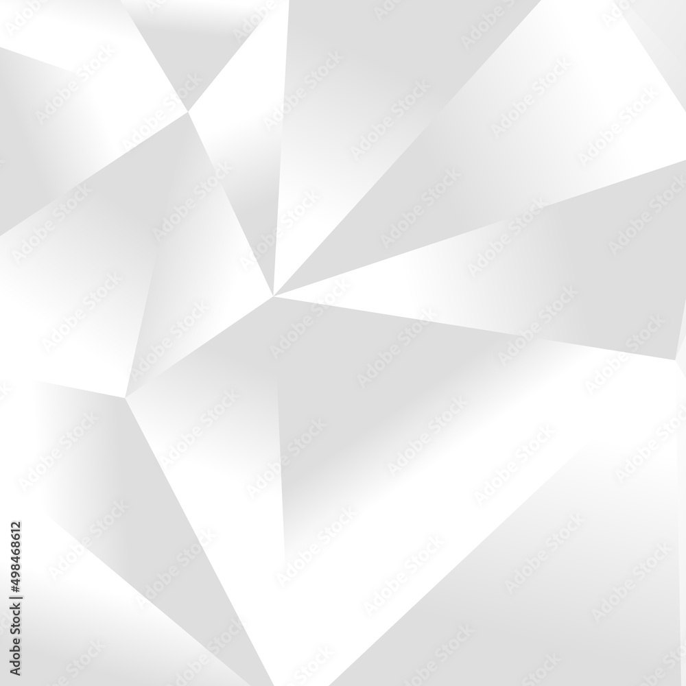 Poster Abstract white geometric background. Modern minimalist design. Vector illustration with triangles and lines. Monochrome light 3d futuristic design with polygonal diamond shapes in white  gray gradient
