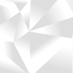 Obraz premium Abstract white geometric background. Modern minimalist design. Vector illustration with triangles and lines. Monochrome light 3d futuristic design with polygonal diamond shapes in white gray gradient