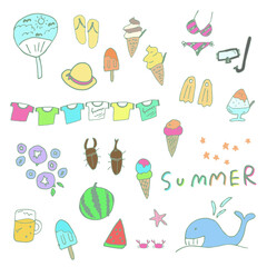 手描きの夏イラスト　 Hand drawn