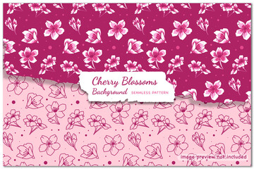 Cherry Blossoms Background Seamless Pattern