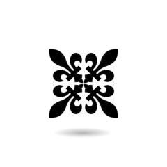  Fleur de lis cross icon with shadow © sljubisa