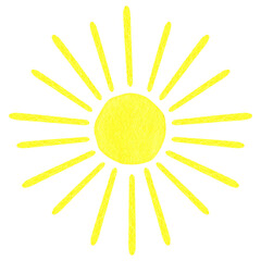 The sun. Watercolor illustration. Isolated on a white background.