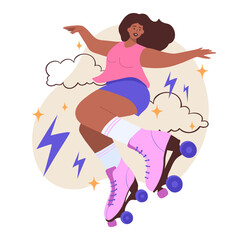 Girl in roller skates in jump