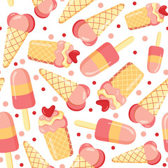 Ice cream seamless pattern. Summer. Food. Vector illustration