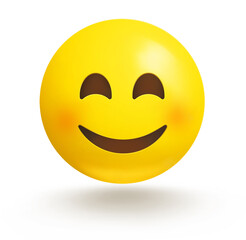 Smiling emoticon isolated on white background.