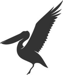Pelican Silhouette. Isolated Vector Animal Template for Logo Company, Icon, Symbol etc 