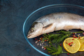 Fish of the northern seas Salvelinus alpinus. Healthy food rich in protein and omega-3 fatty acids.
