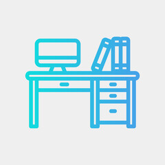 Desk icon in gradient style, use for website mobile app presentation