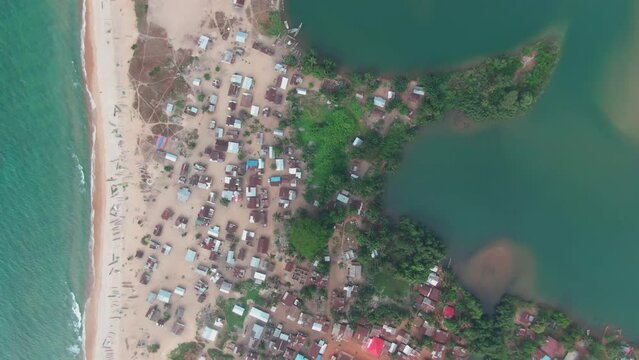 Cape Mount peninsula in Monrovia, Liberia seperating the atlantic ocean and lake piso