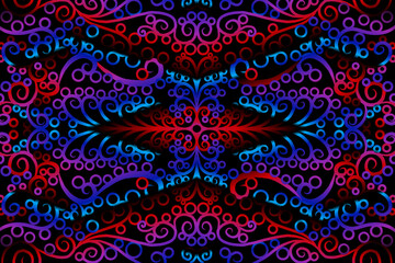 seamless circular circle candy colour caleidoscope gradient flower art pattern of indonesian traditional tenun batik ethnic dayak ornament for wallpaper ads background 