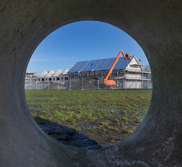 New build houses. New build. Concrete tube. Construction site. Nieveense landen Meppel. Netherlands