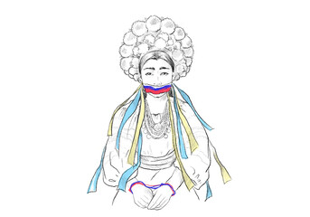 Ukrainian, a young girl in a national costume and a head wreath, Russian aggression against Ukraine, war 2022