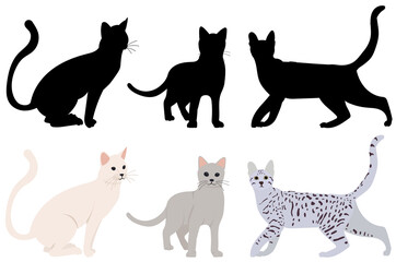 cats silhouette, isolated on white background vector