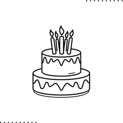birthday cake, holiday dessert, anniversary vector icon isolated on white