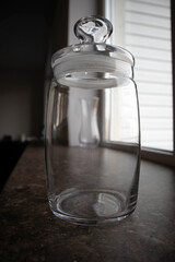 A closeup shot of delicious cookies in a transparent jar. High quality photo