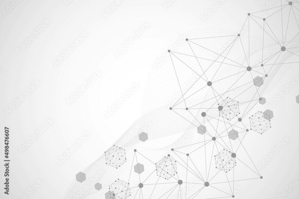 Aufkleber geometric abstract background with connected line and dots. structure molecule and communication. bi