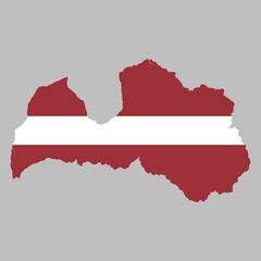 Fototapeta premium Latvia flag inside the Latvian map borders vector illustration 