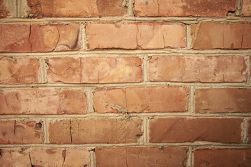 Fototapeta premium old weathered red brick wall background backdrop