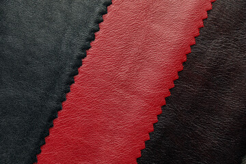 black and red leather with with curly edge. Uses for background. furniture upholstery background.