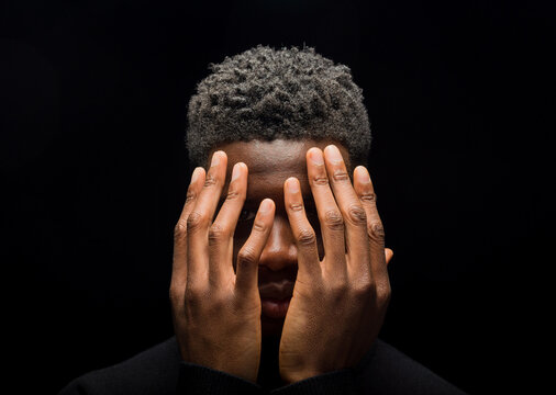 Frustrated African American male model